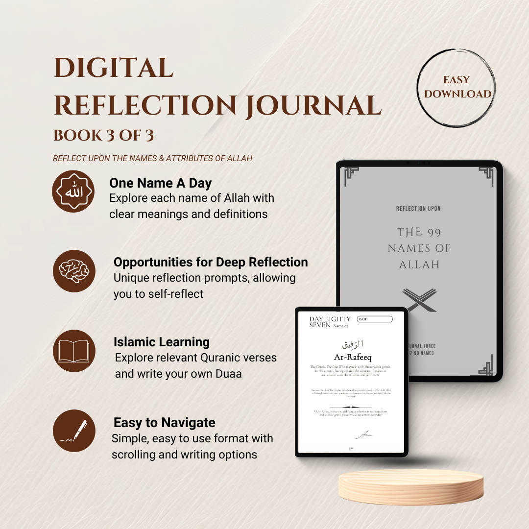 Digital Islamic Journal on the 99 Names of Allah - Guided Reflection E-Book 3 (33 of 99 Names) | Quran Journal | Muslim Eid & Ramadan Gift