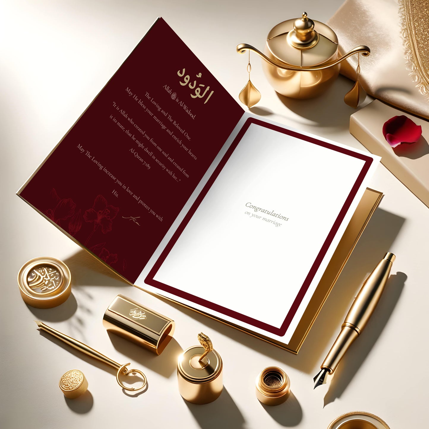 Maroon Elegance: Nikkah (Marriage) Greeting Card