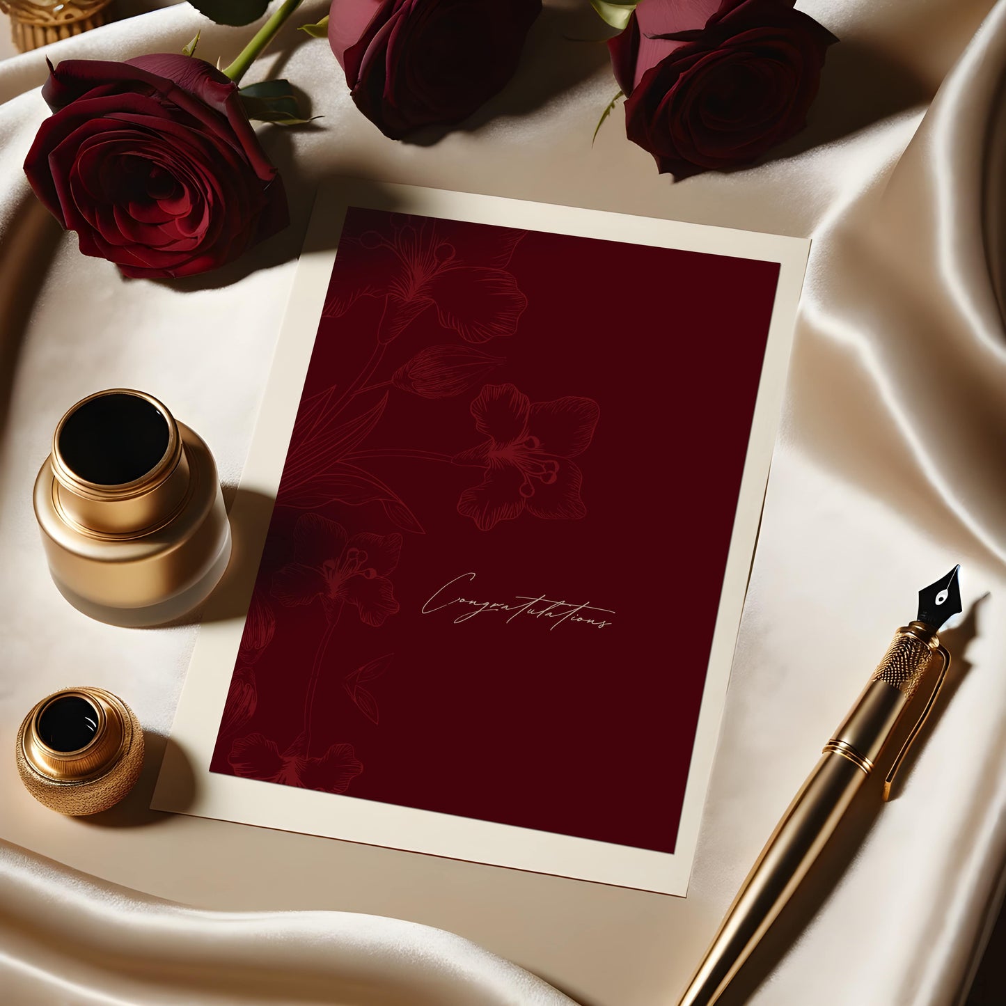 Maroon Elegance: Nikkah (Marriage) Greeting Card