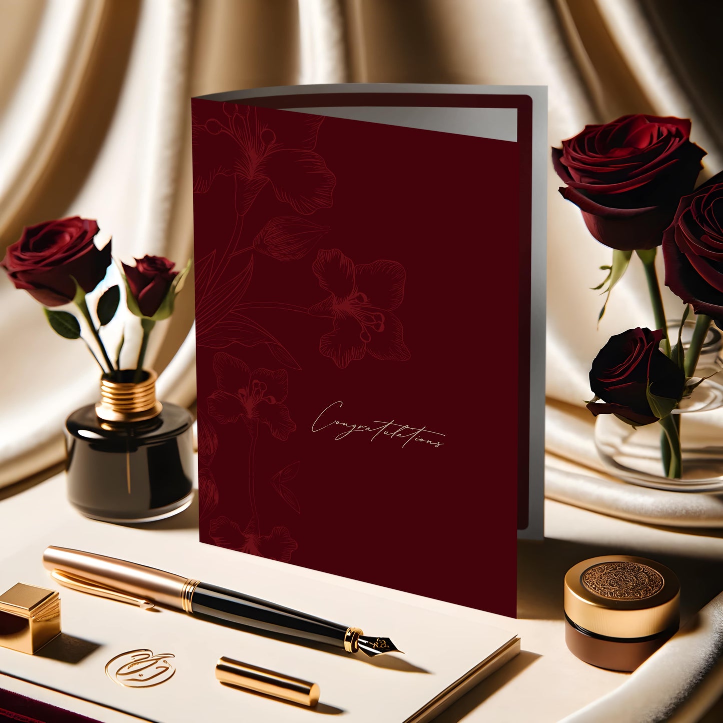 Maroon Elegance: Nikkah (Marriage) Greeting Card