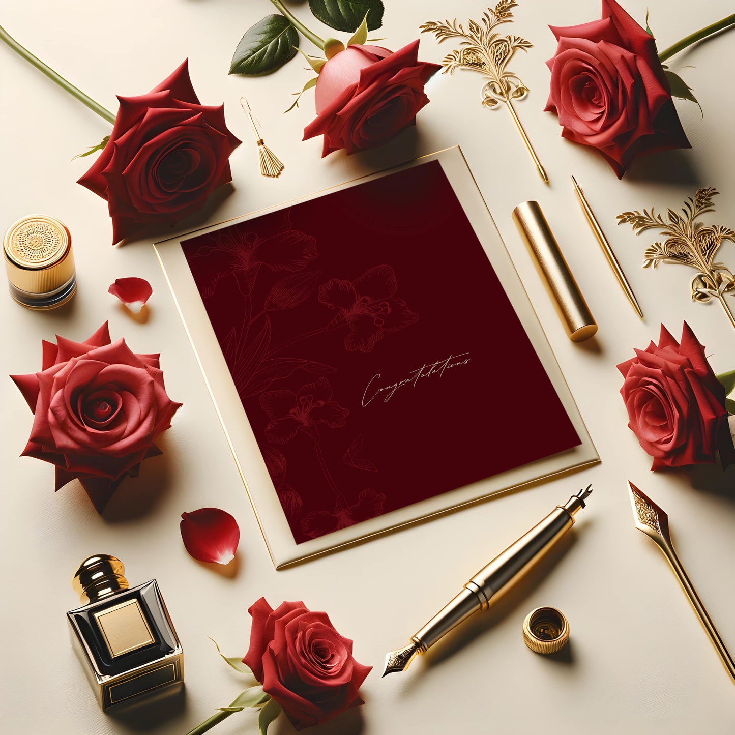 Maroon Elegance: Nikkah (Marriage) Greeting Card