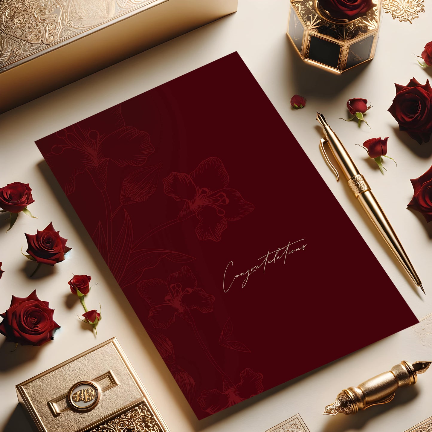 Maroon Elegance: Nikkah (Marriage) Greeting Card